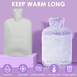 BOLEi Hot Water Bottle 2L with Luxury Faux Fur Cover Purple Leakproof view 3