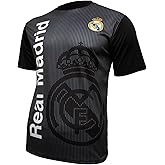Icon Sports Men Compatible with Real Madrid Sublimation Logo Poly Soccer T-Shirt - Black