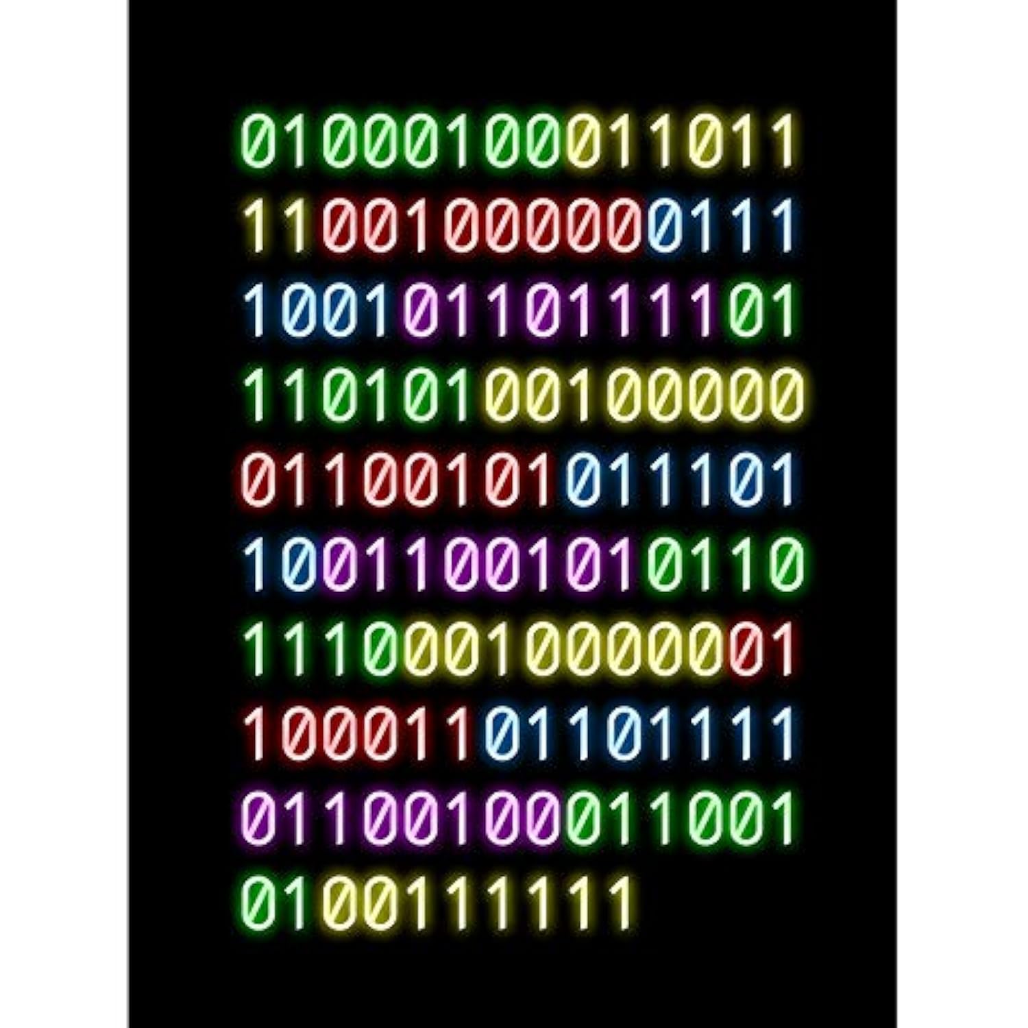 Artery8 Binary Do You Even Code Neon Geek Nerd Humour Quote Unframed Art Print Poster Wall Decor 12x16 inch