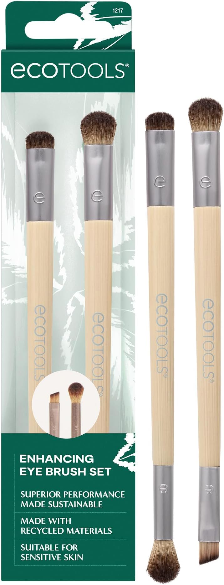 EcoTools Enhancing Eye Brush Set Dual-Sided 2 Piece Vegan Cruelty-Free