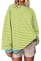 UEU Womens Casual Long Sleeve Striped Shirts