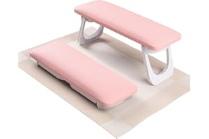 ANGNYA Nail Arm Rest for Nails Tech, Foldable Hand Stand for Nail Tech with PVC Table Mat Microfiber Leather Nail Arm Rest with Bracket Manicure Arm Rest for Nail Salon Technician (Pink)