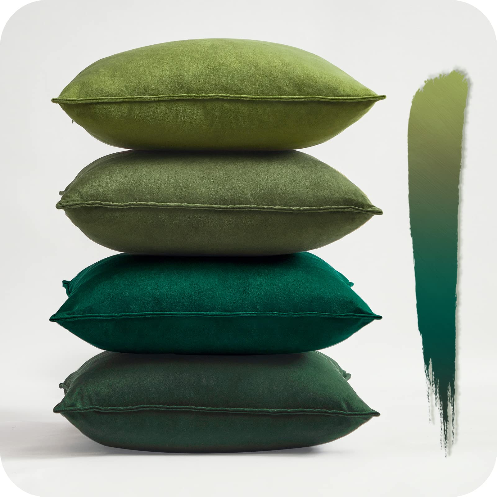 Topfinel Green Cushion Covers 40cm x 40cm Summer Sofa Bed Colorful Cushions Soft Pillow Case 16x16 Velvet Scatter Decorative Cushions Pillow Cover for Livingroom Bedroom Invisible Zipper,Set of 4 — image 1