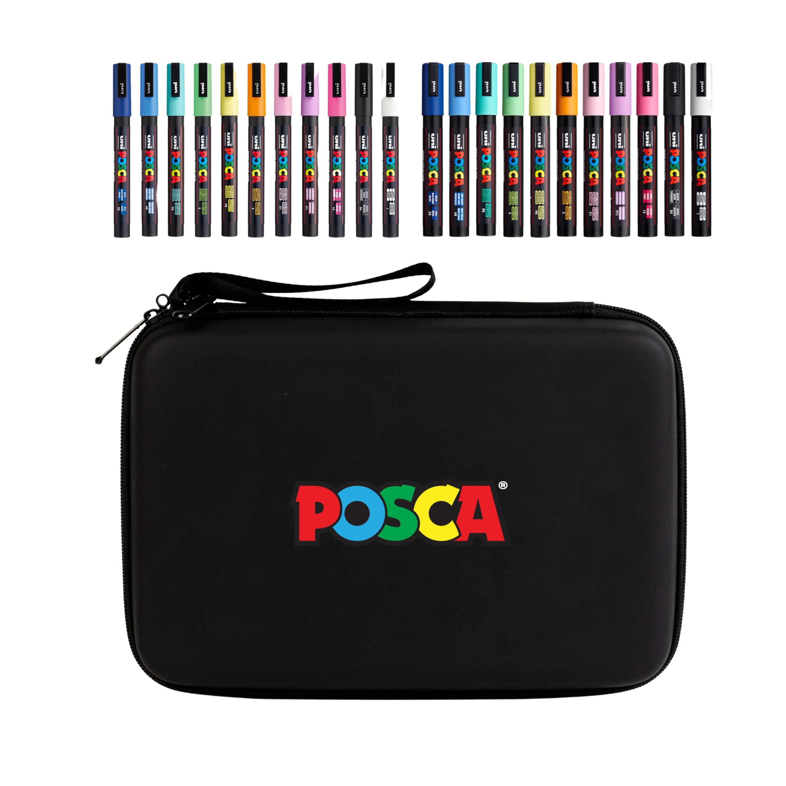 Posca Exclusive Holiday 3M and 5M Paint Markers Gift Set of 22 with Carrying Case, Great for Kids and Adults, Acrylic Art Markers for Coloring Canvas, Wood, Glass and Metal