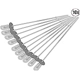 Barbecue Skewers Set - Stainless Steel Wide BBQ Kabob Sticks - 10 Inch Flat Metal Shish Kabab with Food Remover Disc for Grilling - Brazilian Kebab Rotisserie Maker by Cave Tools