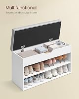 VASAGLE Shoe Bench with Cushion 3 Compartments 30x80x44 cm Cloud White Dove Grey view 3