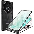 QUIETIP Case Compatible Honor Magic 5 Pro 5G,Magnetic Body Metal Frame Double Sided Clear Tempered Glass Shockproof with Camera Protection Cover Thin,Black