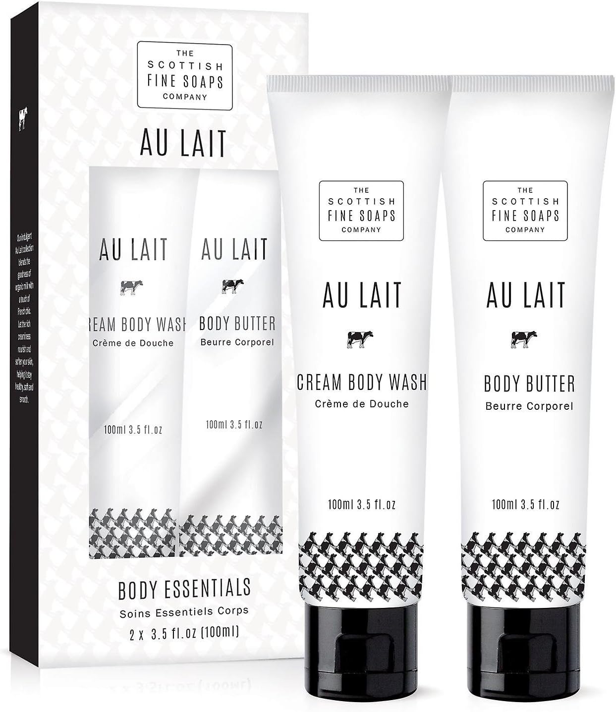 Scottish Fine Soaps Au Lait Body Essentials Gift Set - Body Wash & Body Butter