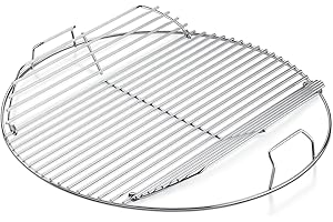 JCLMER Hinged Cooking Grate for 22” Charcoal Grill, Round Charcoal Grate for Weber 7436, Grill Grate Replacement Part for Weber One-Touch, Smokey Mountain Cooker, 22" Kettle Charcoal Grill Parts with Handle