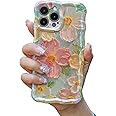 Mouzor Cute Case for iPhone 13 Pro Max, Colorful Retro Oil Painting Printed Flowers Case, Fashion TPU floral Laser Beam Gloss