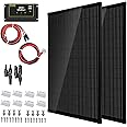 Topsolar Solar Panel Kit 340（2 * 170W Watt 12 Volt Monocrystalline Off Grid System for Homes RV Boat + 30A 12V/24V Solar Charge Controller + Solar Cables + Z-Brackets for Mounting