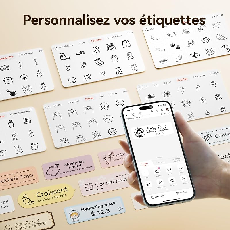 D110 Étiqueteuse, Imprimante thermique sans encre avec étiquettes — photo 7 sur 8