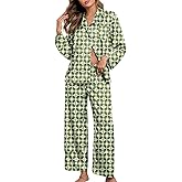 Brosloth Womens Silk Pajamas Floral Satin Pj Sets Button Up Long Sleeve Comfy Soft Fall 2 Pieces Lounge Sets