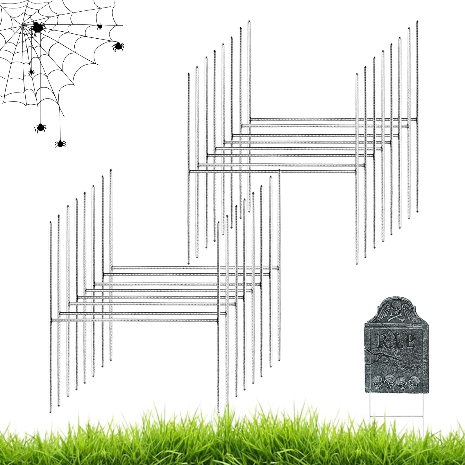 Photo 1 of 16Pcs Halloween Metal Stakes, Heavy Duty H-Shaped Tombstone Stakes, Foam Graveyard Sign Holders for Family Garden Yard Lawn Outdoor Decor