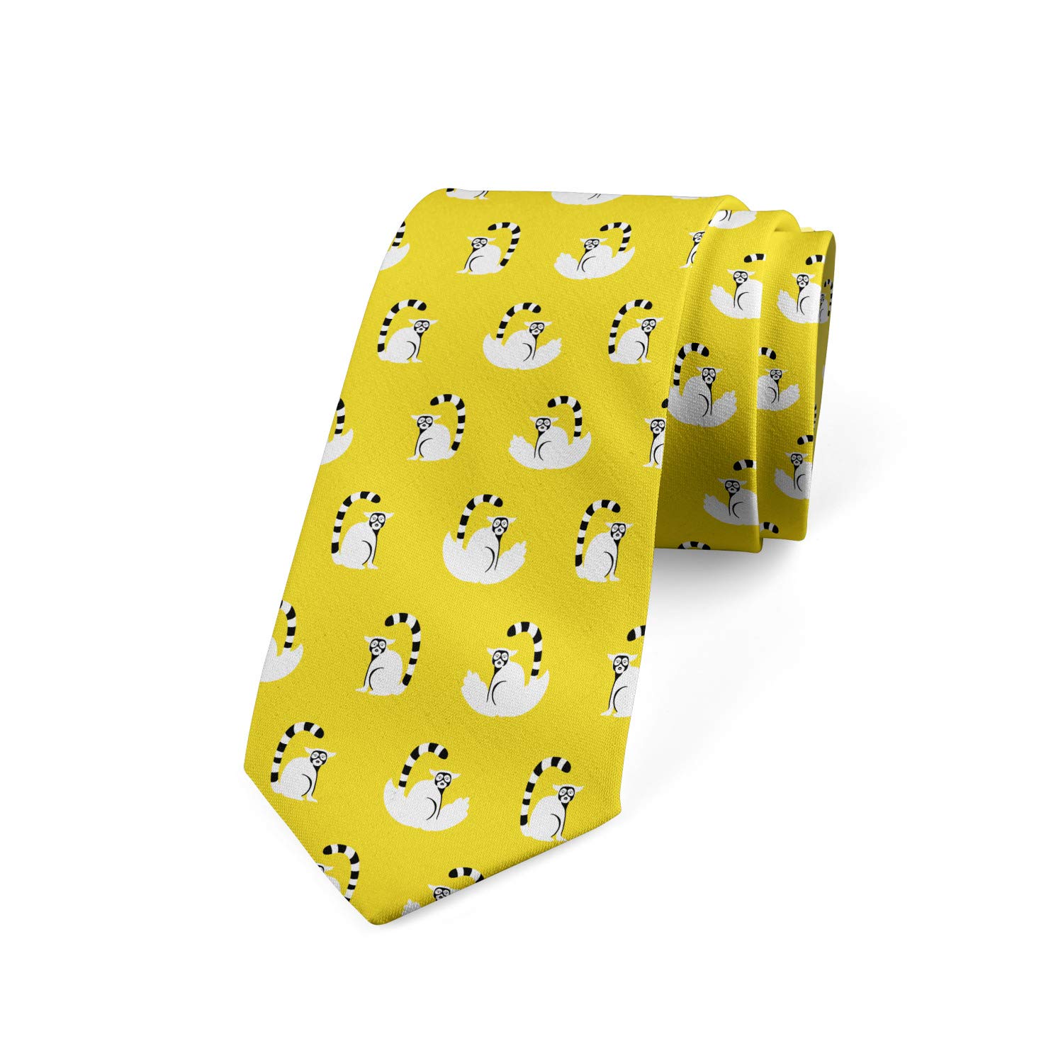 Ambesonne Men's Tie, Cartoon Funny Lemurs