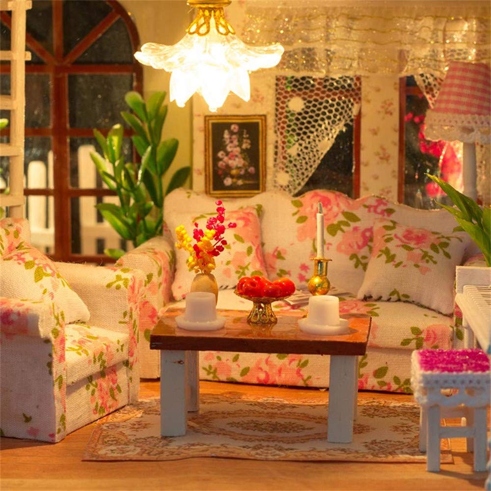 Aimik DIY Dollhouse Wooden Miniature Furniture Kit With LED 3D Puzzle