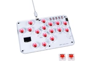 DO-CAM Leverless Controller Arcade Stick R16, Arcade Stick All-Button Controller for PC/PS3/PS4/Steam/Switch, Arcade Stick Street Fight with Turbo Function & Custom RGB(Support Hot Swap & SOCD-White)