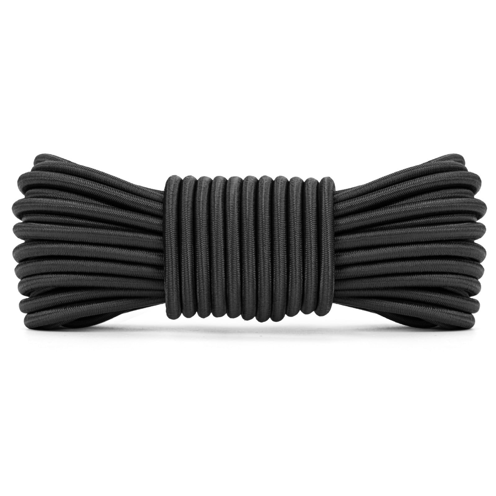 Abma Cord Bungee Cord 5mm 10M Elastic Shock Cord 100% Stretch Elastic Bungee Rope for Tarpaulin, Trailer, Backpack, Tent Pole, Kayak - Black