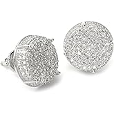 Men's XL 1/2 Inch Full Iced Cubic Zirconia Round Prong Setting Screw Back Earring BE 11403 S