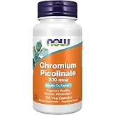NOW Supplements, Chromium Picolinate 200 mcg, Insulin Co-Factor*, 100 Veg Capsules
