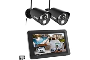 CasaCam GuardianCam Air | Wireless Security Camera System with 7" Touchscreen Monitor and 2 720p Cameras | AC Powered, Two-Way Audio, Free APP, 32GB SD Card and Battery Installed, Model VS802