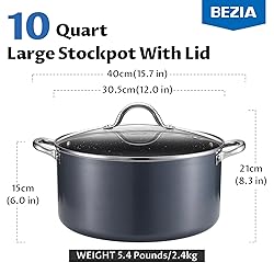 BEZIA 10 Quart Cooking Pot, Large Non Stick