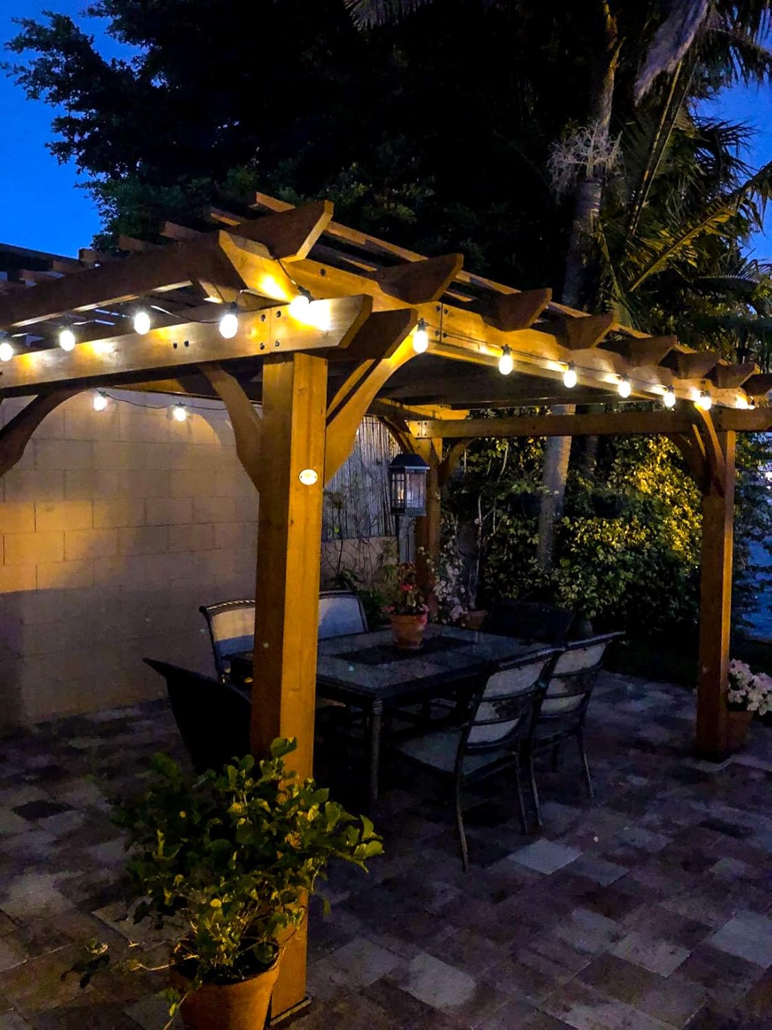 Brightech Ambience Pro - Waterproof, Solar Powered Outdoor String Lights - 27 Ft Vintage Edison Bulbs Create Bistro Ambience On Your Patio - Commercial Grade, Shatterproof - 1W LED, Soft White Light - - 