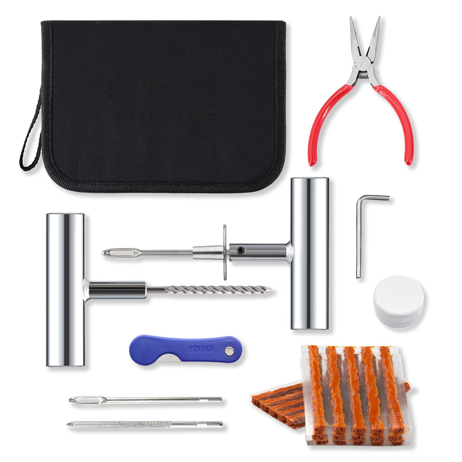 SUPERFA Car Tyre Plug Repair Kit, Heavy Duty Car Tyre Puncture Repair Kit with 20Pcs Repair Plugs, Tubeless Tyre Flat Repair for Car, Trucks, Motorbike