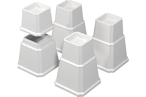 Napnapday Furniture Bed Risers 8 inch Heavy Duty in Adjustable Heights of 8, 5 or 3 Inches Bed Elevators, 1,500 lbs Lifts Up Riser for Sofa and Table Set of 4, White