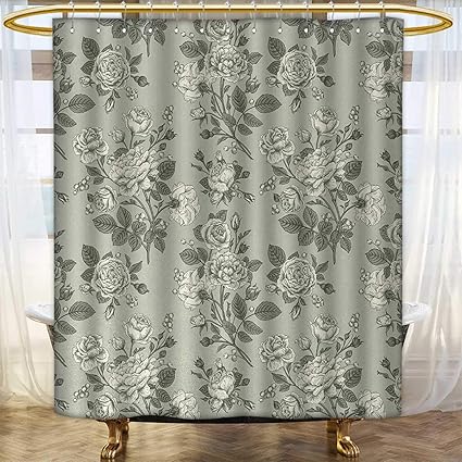 Amazon Com Anhounine Grey Shower Curtains Sets Bathroom Bamboo