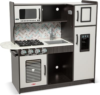 Cucina Giocattolo dello Chef in Legno(Grigio) per Giochi di finzione con Distributore di Cubetti di, Set da Gioco e da Cucina per Bambini, Giocattolo per Bambini dai 3 Anni in su