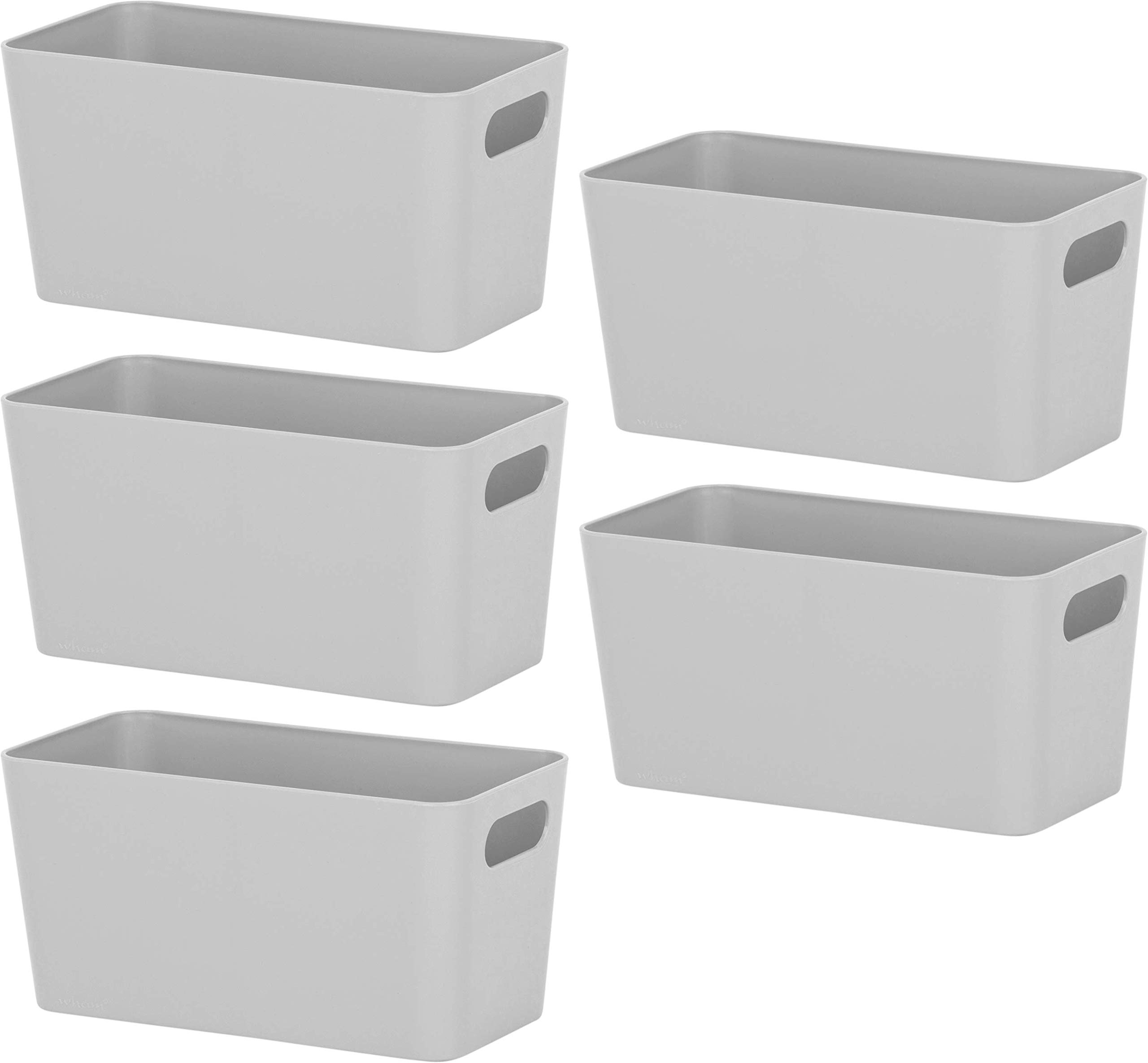 Wham Bam 6.01 Cool Grey Plastic Studio Storage Baskets Office Home & Kitchen Tidy Organiser 20.0 x 10.0 x 10.0cm (5 Baskets)