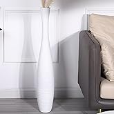 Leewadee Decorative Tall Floor Vase for Living Room Decor, 34 inches, White, Resin