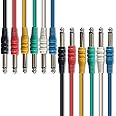 AxcessAbles 1/4 (6.35mm) TS to 1/4 (6.35mm) TS Unbalanced Mono Multi-Color Patch Cables 6 Pack (3ft) Outboard Gear & Patchbay Studio Cables External Effects Digital Analog Effects
