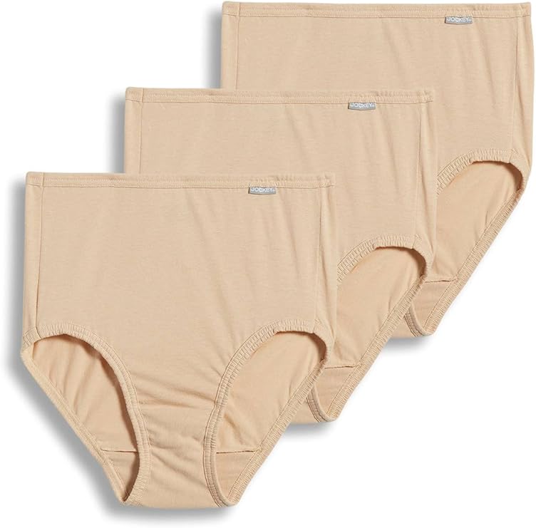 Jockey Women's Underwear Elance Brief 3 Pack, Sand, 5 at Amazon Women