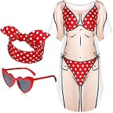 Jeyiour Womens Bikini Shirt Cover up Funny Bandana Headband Retro Sunglasses Eyewear Halloween Party Outfit