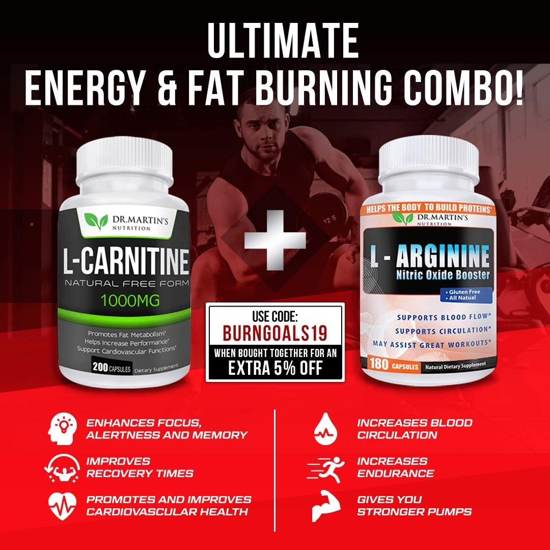 Extra Strength L-Carnitine - 200 Capsules - 1000mg Per Serving - Boost Your Metabolism and Increase Performance: Health & Personal Care