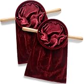 Tioncy 2 Set Church Tithe Offering Bag with Wooden Handle, 16" X 8", Red | Velvet Church Collection Bag, Offering Baskets with Neat Open Shape and Lined Interior, for Worship Service and Church Giving
