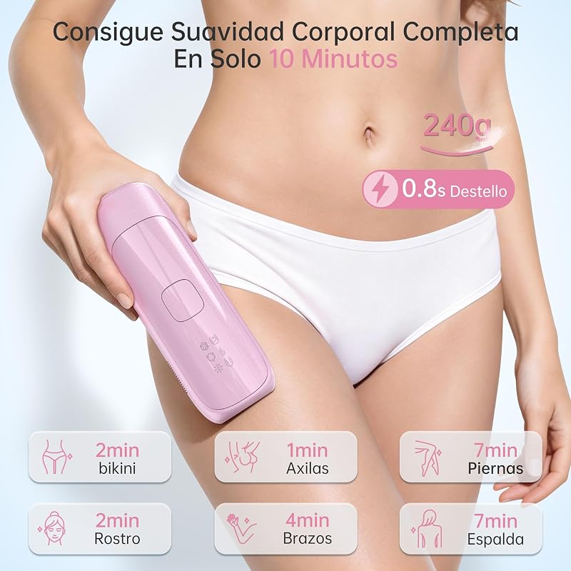 Depiladora Laser con Función de Enfriamiento: 530-1200NM Laser Depilacion con 3 Modos, Flash Continuo Automático, Epiladora de Luz Pulsada para Rostro, Axilas, Línea de Bikini y Cuerpo