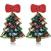 Christmas Nutcracker Earrings for Women - Cute Pink Handmade Beaded Dangle Holiday Jewelry Accessories Xmas Gifts