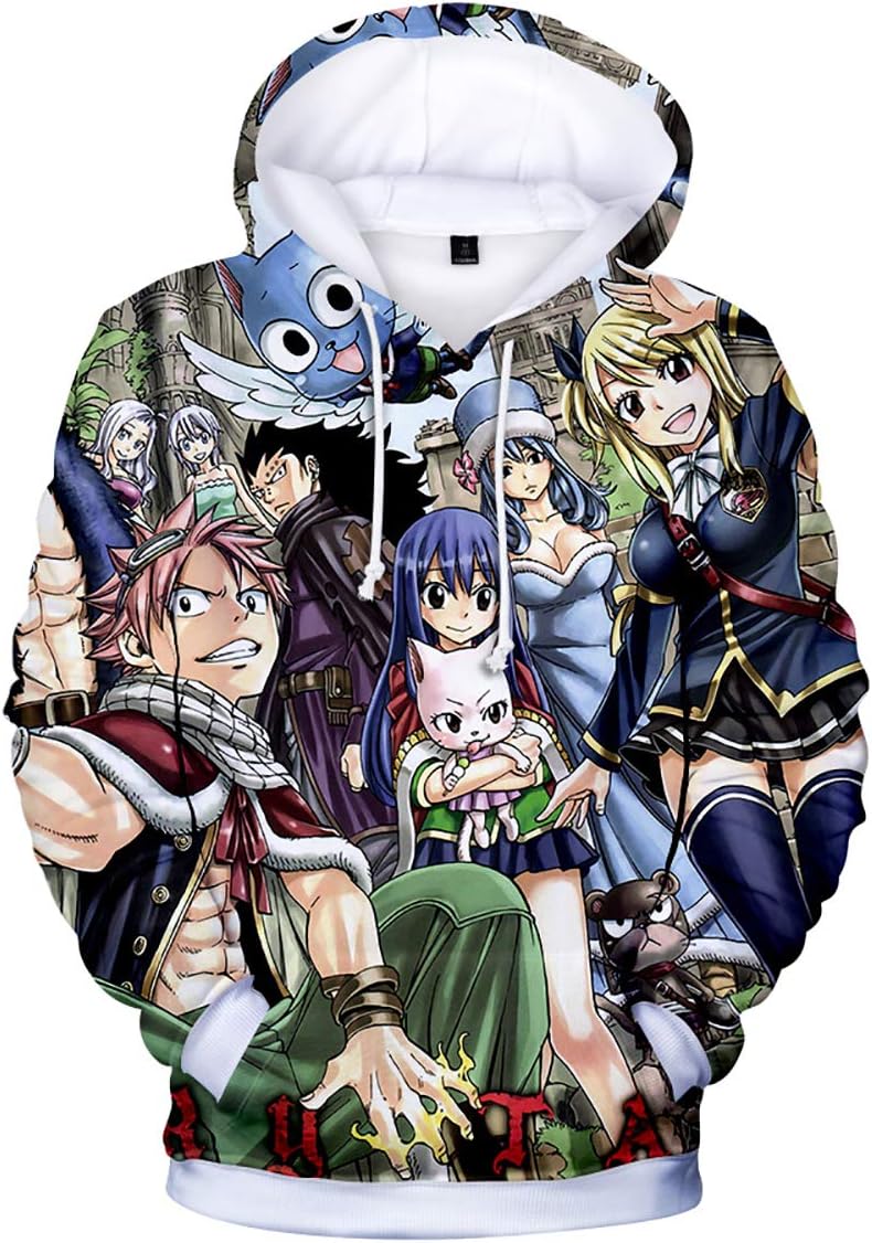 HEY XQ Men's Hoodies,3D Print for Anime Fairy Tail Element Graphic Comfortable Breathable Fashion Hoodies,Long Sleeve Polyester Couple Outdoor Durable T-Shirt M-4XL