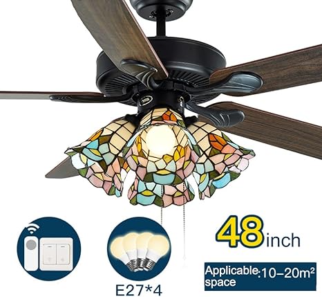 American Style Vintage Lightweight Ceiling Fan With Led Light Low