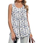MUSE SHOW Women's Tank Tops Summer Sleeveless Tunic Tops Shirts Blouses Round Neck Loose Fit M-3XL