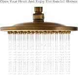 Aopoy 8 Inch Antique Brass Rainfall Shower Head with Filter Vintage Swivel G1/2 view 2
