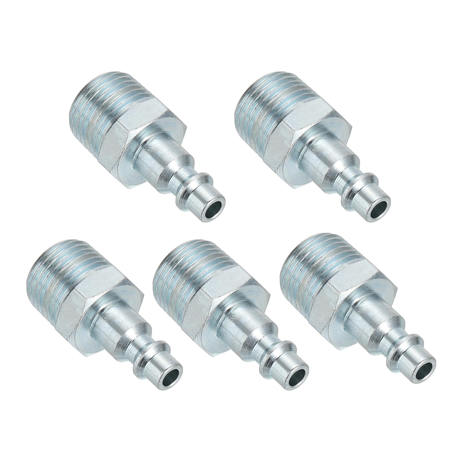 PATIKIL 1/2" Air Fittings Steel, 5Pcs 300PSI Air Male Plug Compressor Connect Fittings for Automotive Industry Air Compressors Mechanical Engineering, Silver