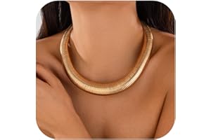 INACTWIN Chunky Gold Choker Necklace for Women Trendy 14K Gold Plated Statement Thick Snake Chain Collar Necklaces Torque Layered Necklaces Jewelry Gifts