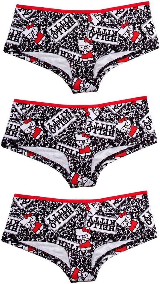 3pc Hello Kitty Licensed Cotton Seamless Red Bow Cute Cheeky Panties