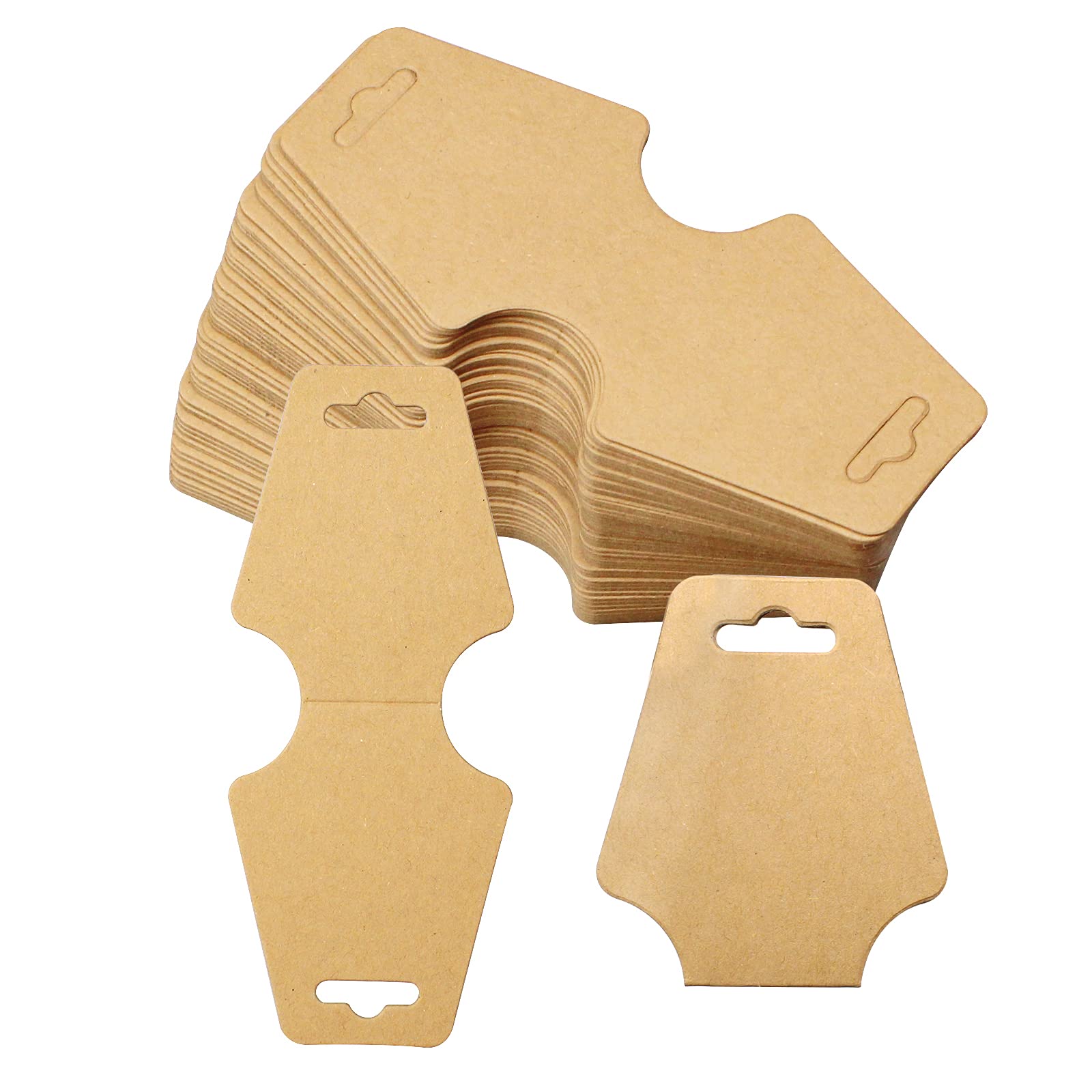 oupados 100 Pcs Kraft Paper Card Display Necklace Jewellery Display Card Holder for Necklaces, Bracelets, Hairpins (Brown)