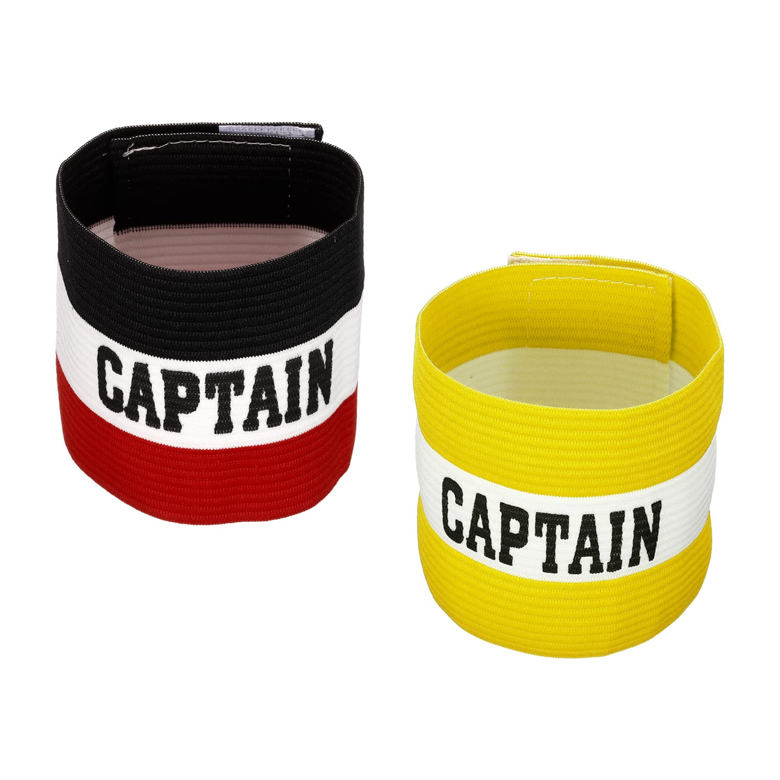 PATIKIL Captain's Armband, 2 Pack Elastic Arm Band for Soccer Team Training, Black Yellow
