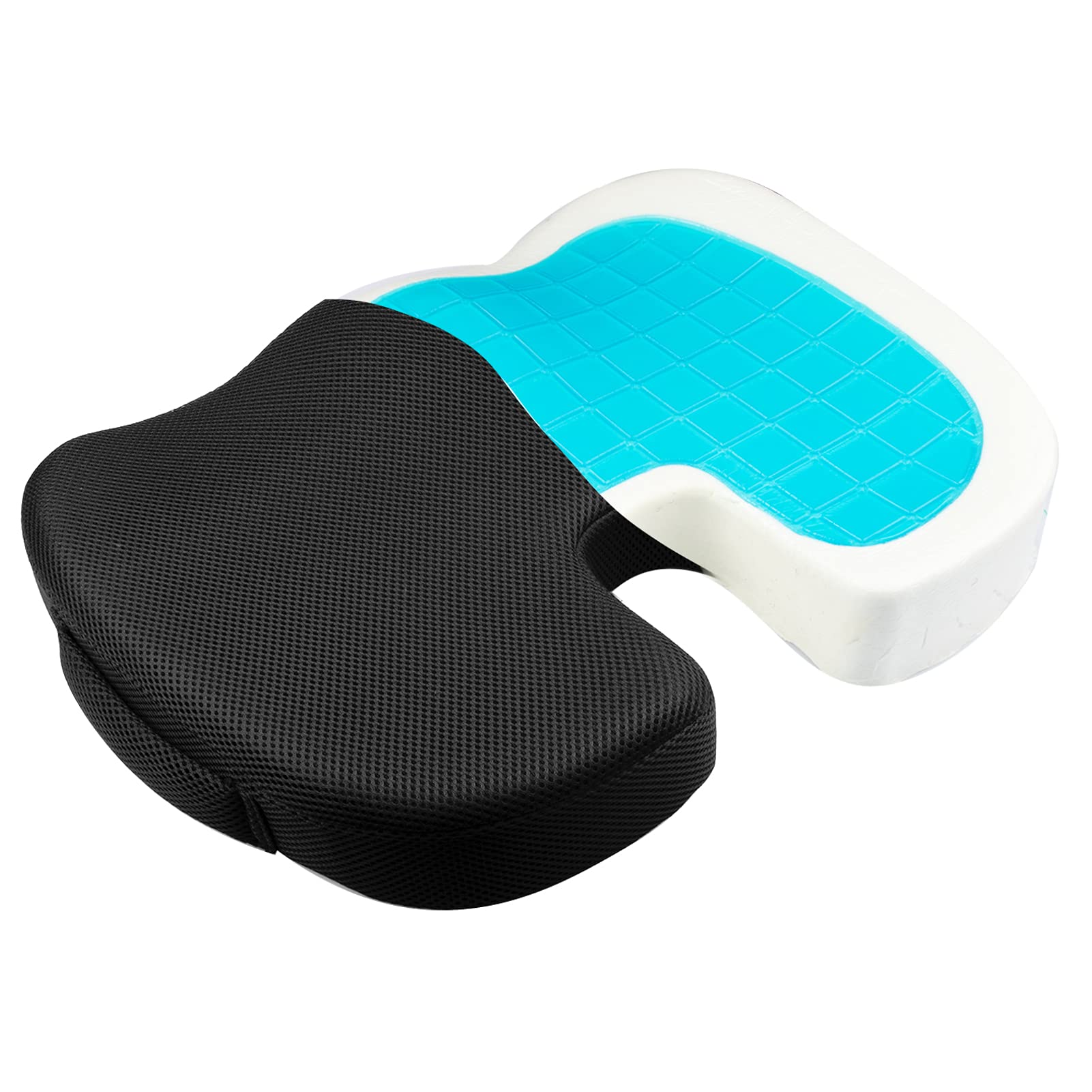 Gel Seat Cushion,Non-Slip Memory Foam Seat Cushion,Ergonomic,Relieve Pressure on The Tailbone,Soft and Gel Injection and Ventilation Design,Suitable for Long-Term Sitting